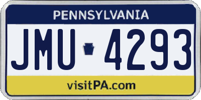 PA license plate JMU4293