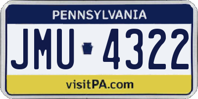 PA license plate JMU4322