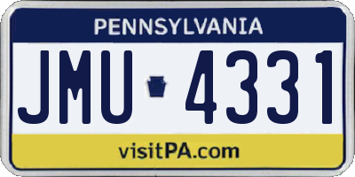 PA license plate JMU4331