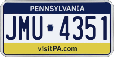 PA license plate JMU4351