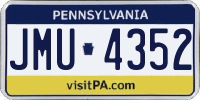 PA license plate JMU4352
