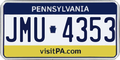 PA license plate JMU4353