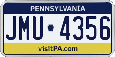 PA license plate JMU4356