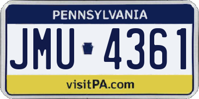 PA license plate JMU4361