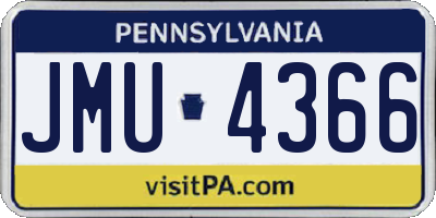 PA license plate JMU4366