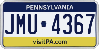 PA license plate JMU4367