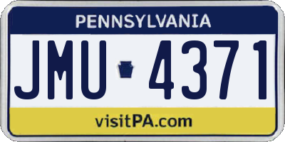 PA license plate JMU4371