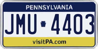 PA license plate JMU4403