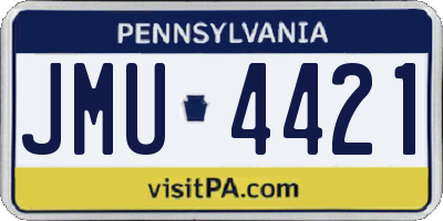 PA license plate JMU4421
