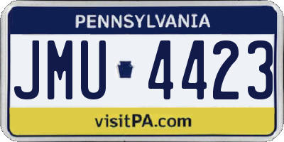PA license plate JMU4423