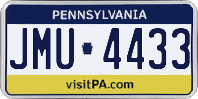 PA license plate JMU4433