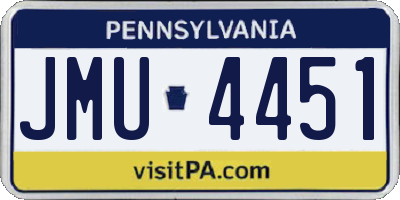 PA license plate JMU4451