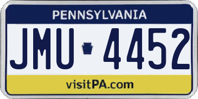 PA license plate JMU4452