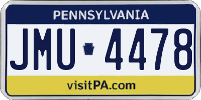 PA license plate JMU4478