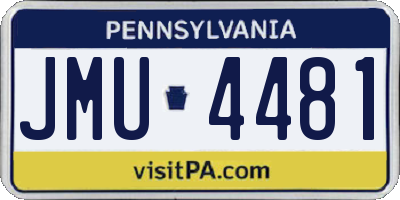 PA license plate JMU4481