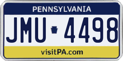 PA license plate JMU4498