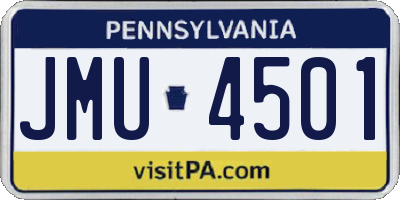PA license plate JMU4501