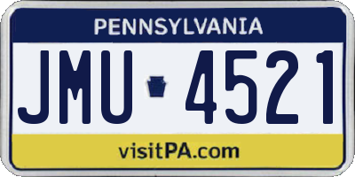 PA license plate JMU4521