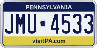 PA license plate JMU4533