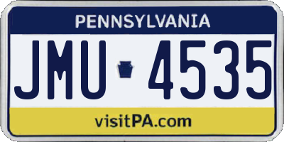 PA license plate JMU4535