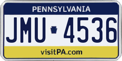 PA license plate JMU4536