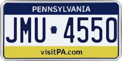 PA license plate JMU4550
