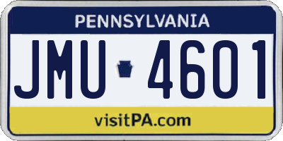 PA license plate JMU4601