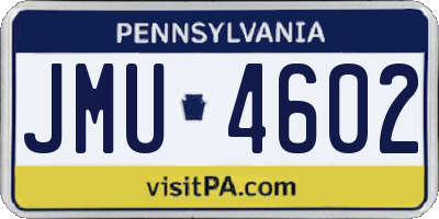 PA license plate JMU4602