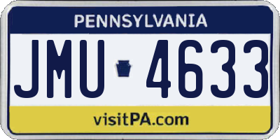 PA license plate JMU4633