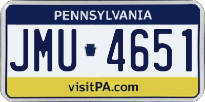 PA license plate JMU4651