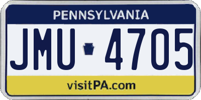 PA license plate JMU4705