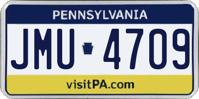 PA license plate JMU4709