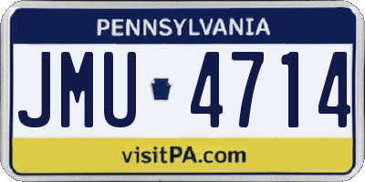 PA license plate JMU4714