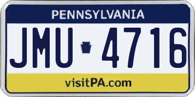 PA license plate JMU4716