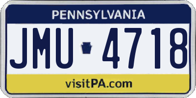 PA license plate JMU4718