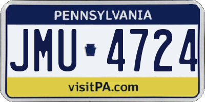 PA license plate JMU4724
