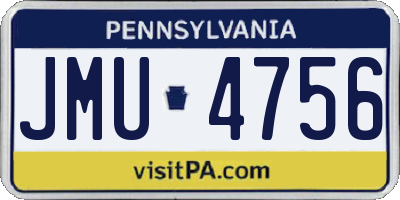 PA license plate JMU4756