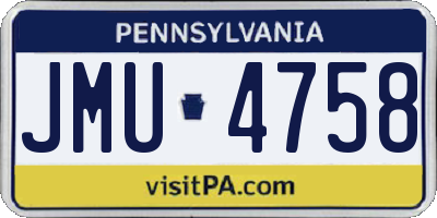 PA license plate JMU4758