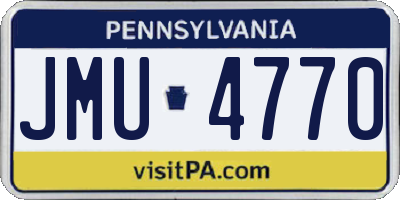 PA license plate JMU4770
