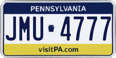 PA license plate JMU4777
