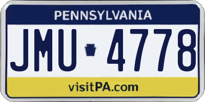 PA license plate JMU4778