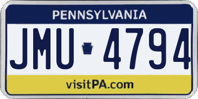 PA license plate JMU4794