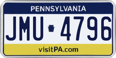 PA license plate JMU4796