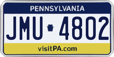 PA license plate JMU4802