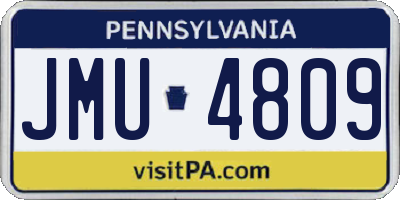 PA license plate JMU4809