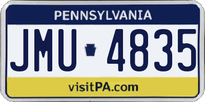 PA license plate JMU4835