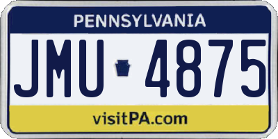 PA license plate JMU4875