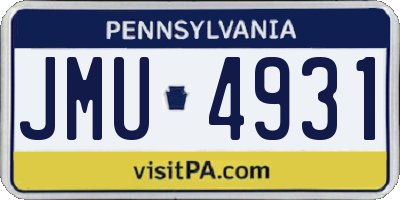 PA license plate JMU4931