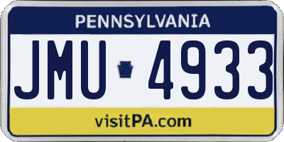 PA license plate JMU4933