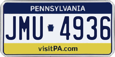 PA license plate JMU4936
